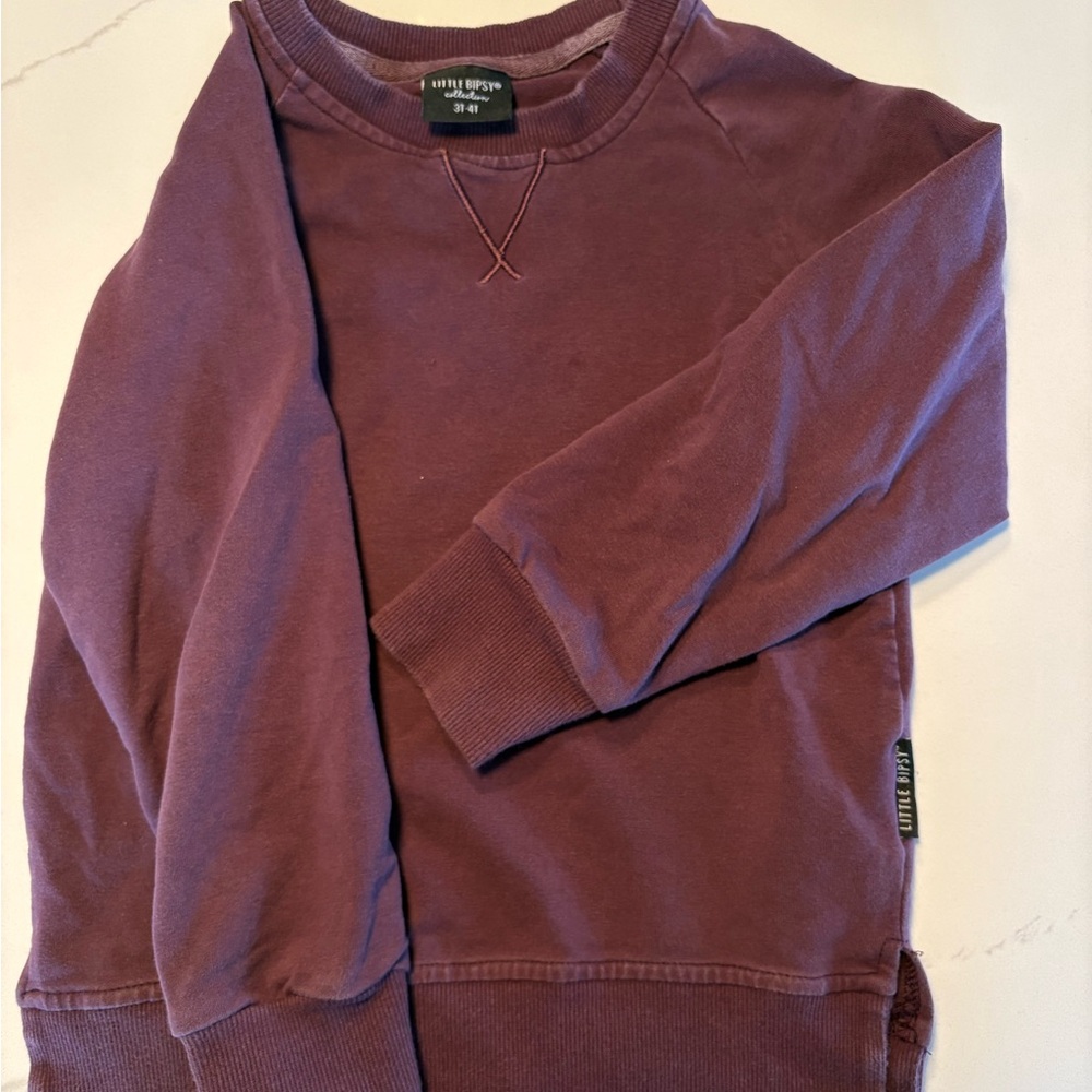 Little Bipsy Pullover in black cherry, 3-4T